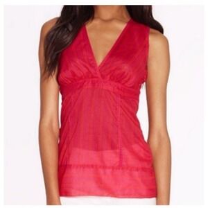Tory Burch Womens Babydoll V Neck Top Size Size 10 Red Sleeveless Classic Preppy